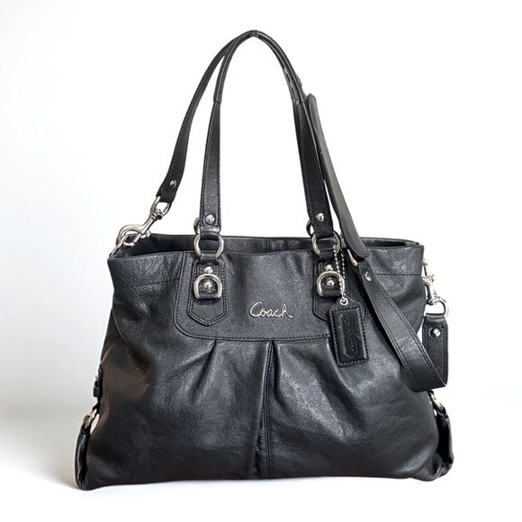 Authentic Coach Ashley Black Leather Shoulder Bag Handbag! - Picture 1 of 15